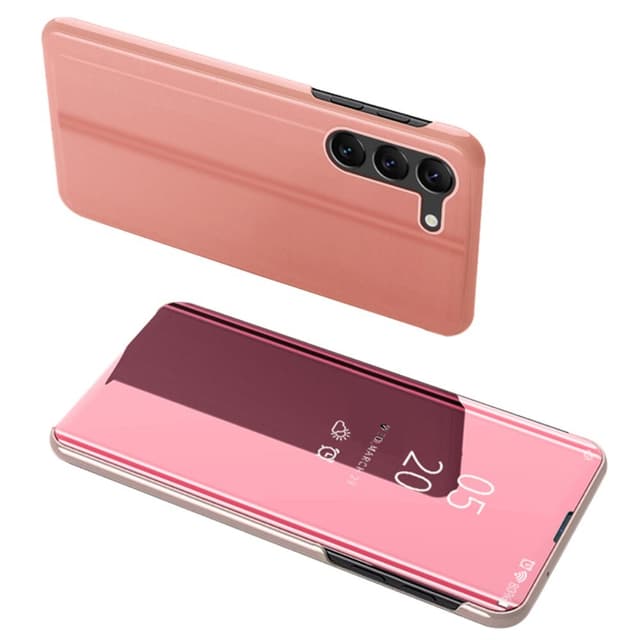 SKALO Samsung S23 Plus Clear View Mirror Lompakko - Ruusukulta