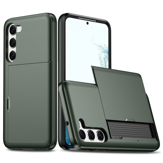 SKALO Samsung S23 Armor Suojakuori korttikotelo - Tummanvihreä