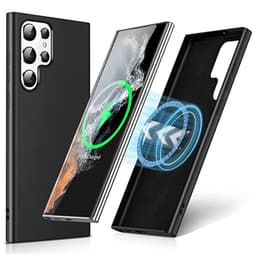 SKALO Samsung S23 Ultra Ultrathin TPU-kuori Magnetic Ring - Musta