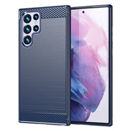 SKALO Samsung S23 Ultra Armor Carbon Iskunkestävä TPU suojakuori - Sininen