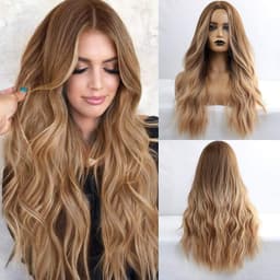 INF Peruk långt vågigt hår 65 cm Ljusbrun