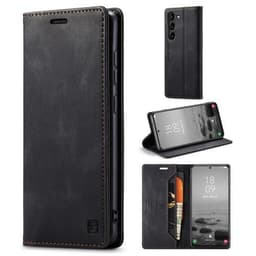 AUTSPACE A01 Retro tegnebog taske til Samsung Galaxy S23+ (Plus) - Sort