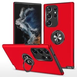 Samsung Galaxy S23 Ultra Hybrid Deksel Med Fingerring - Rød