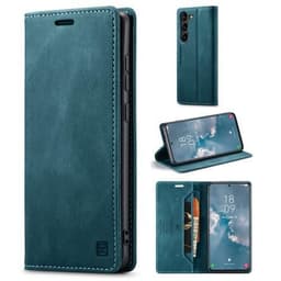 AUTSPACE A01 Retro tegnebog taske til Samsung Galaxy S23+ (Plus) - Blå