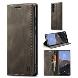 AUTSPACE A01 Retro tegnebog taske til Samsung Galaxy S23+ (Plus) - Kaffe