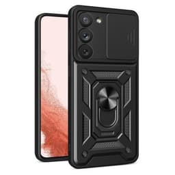 Samsung Galaxy S23+ (Plus) Iskunkestävä TPU+PC-jalustan puhelinkotelo autoteline metallilevy - musta