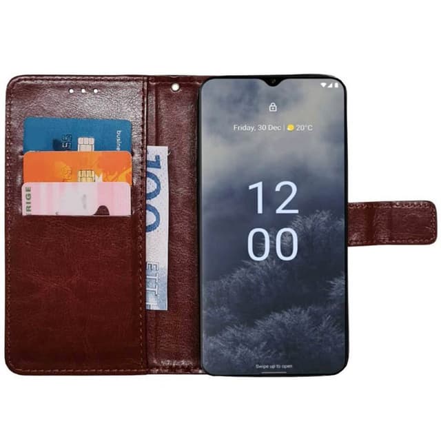 Mobil lommebok 3-kort Nokia G60 - Brun