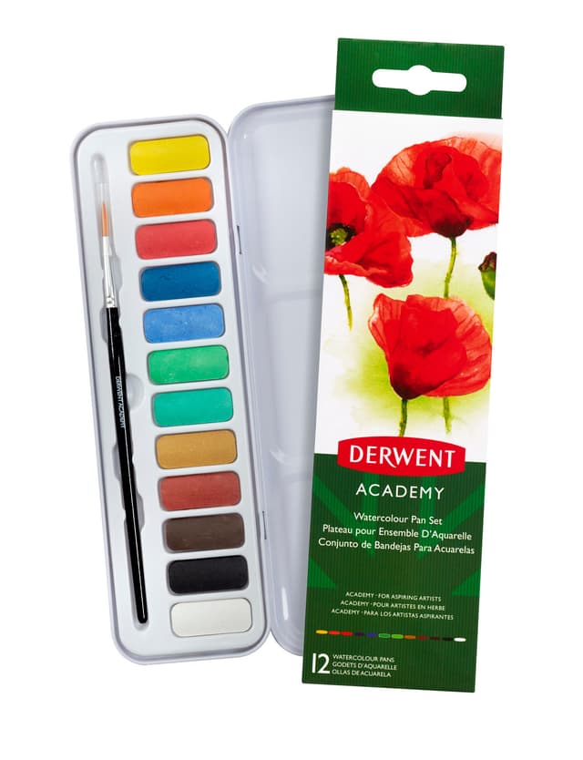 Derwent Academy Watercolor maleskrin 12 stk