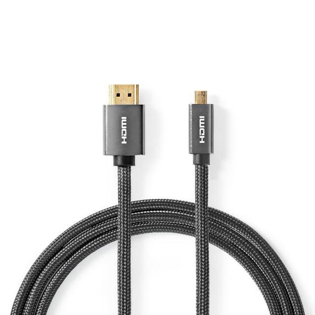 Nedis High Speed ​​HDMI ™ kabel med Ethernet | HDMI™ Kontakt | HDMI™ Micro kontakt | 4K@60Hz | 18 Gbps | 2.00 m | Rund | Bomull | Antracit / Grått Med Metall | Kartong med täckt fönster