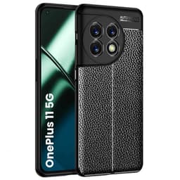 Lærmønstret TPU-deksel OnePlus 11 - Sort