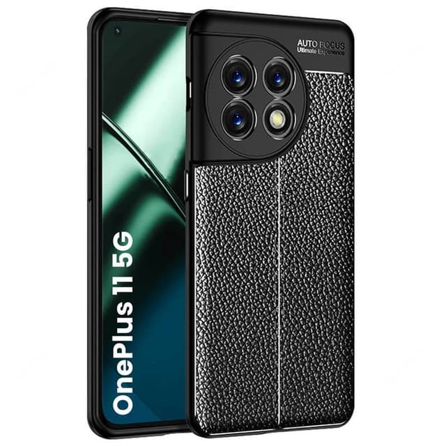 Lærmønstret TPU-deksel OnePlus 11 - Sort