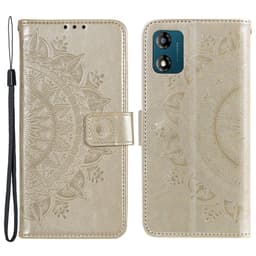 SKALO Motorola Moto E13 4G Mandala lompakkokotelo - Kulta