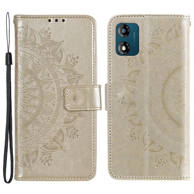 SKALO Motorola Moto E13 4G Mandala lompakkokotelo - Kulta