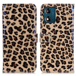 SKALO Motorola Moto E13 4G Leopard pungetui i PU-læder