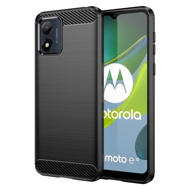 SKALO Motorola Moto E13 4G Armor Carbon Iskunkestävä TPU suojakuori - Musta