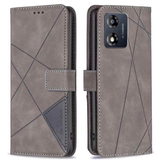 Motorola Moto E13 4G BINFEN COLOR Embossed Plånboksfodral - Grå