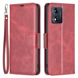 SKALO Motorola Moto E13 4G Flip Cover m. pung i PU-læder - Rød
