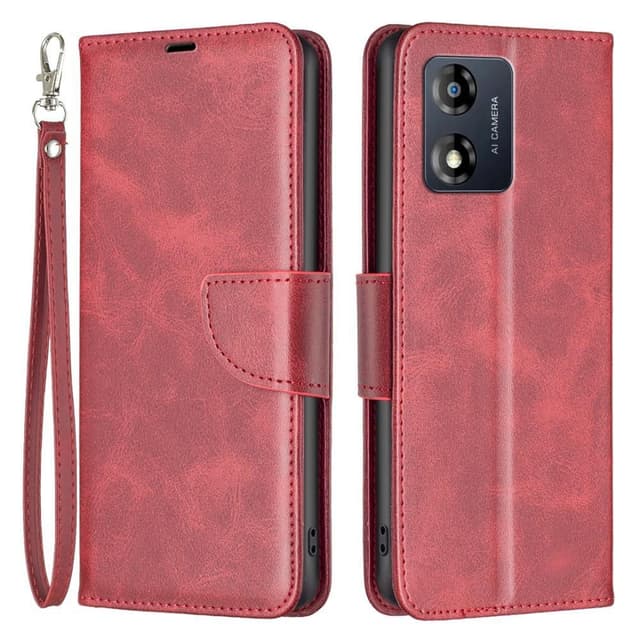 SKALO Motorola Moto E13 4G Flip Cover m. pung i PU-læder - Rød