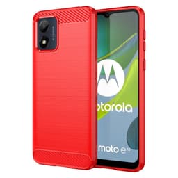 SKALO Motorola Moto E13 4G Armor Carbon Iskunkestävä TPU suojakuori - Punainen