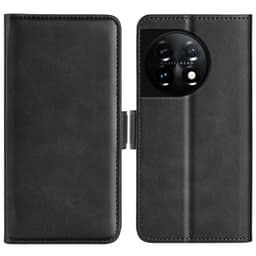 SKALO OnePlus 11 5G Premium Wallet Lompakkokotelo - Musta