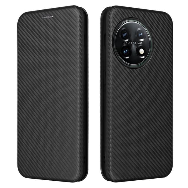 SKALO OnePlus 11 5G Carbon Fiber Plånboksfodral - Svart