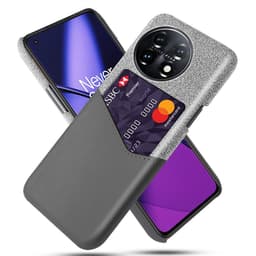 SKALO OnePlus 11 5G Premium PU-Läder Korthållare Skal - Grå