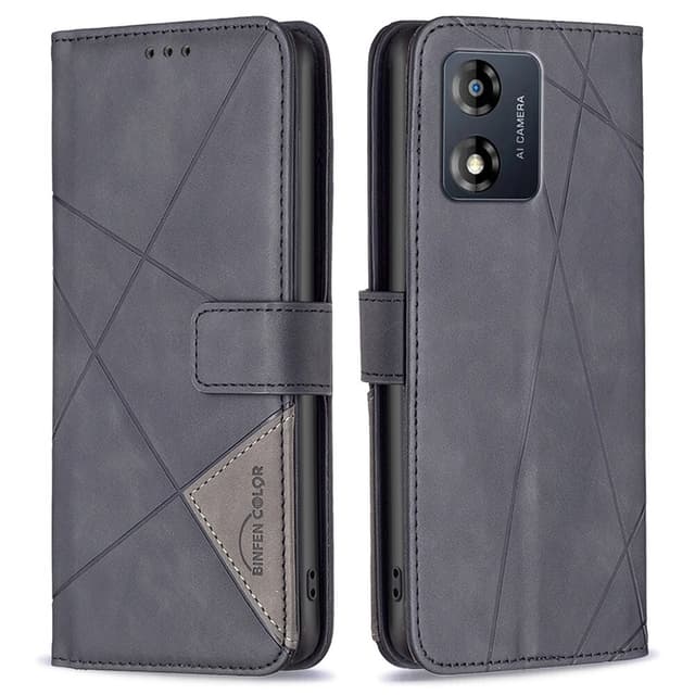Motorola Moto E13 4G BINFEN COLOR Embossed Plånboksfodral - Svart