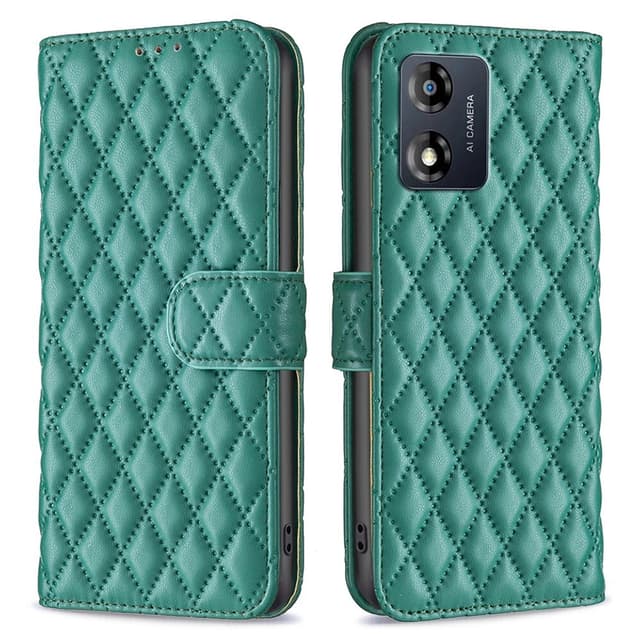 SKALO Motorola Moto E13 4G BINFEN COLOR Quiltat Plånbok - Grön
