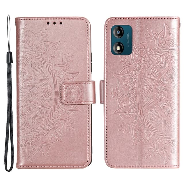 SKALO Motorola Moto E13 4G Mandala Plånboksfodral - Roséguld