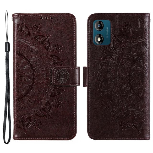 SKALO Motorola Moto E13 4G Mandala Flip Cover - Brun