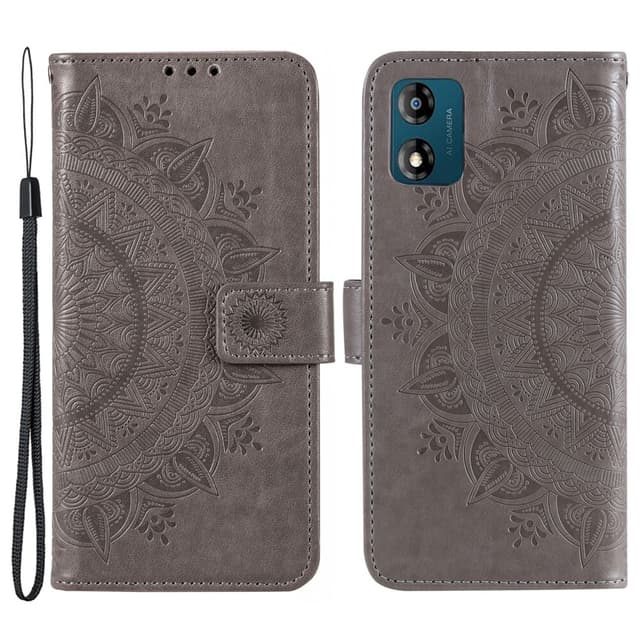 SKALO Motorola Moto E13 4G Mandala Flip Cover - Grå