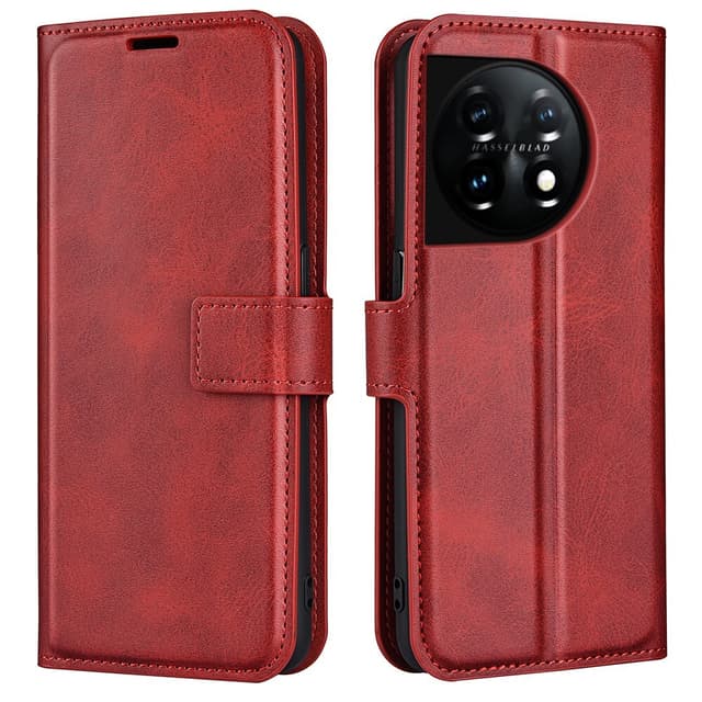 SKALO OnePlus 11 5G Lompakkokotelo PU-nahkaa - Punainen