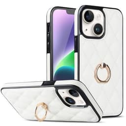 iPhone 14 Rhombus Grid Pattern Veske Fingerring - Hvit
