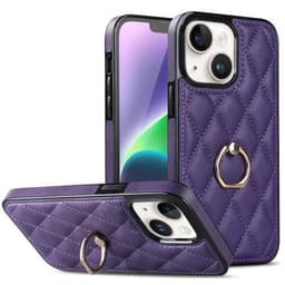 iPhone 14 Etui Rhombus Grid Pattern Bagcoverring Kickstand - Lilla