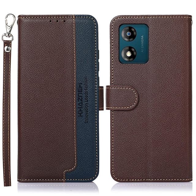 KHAZNEH Motorola Moto E13 4G Plånboksfodral - Brun/Blå