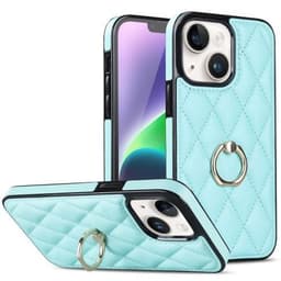 iPhone 14 Rhombus Grid Mönster Skal FingerRing - Sky Blue
