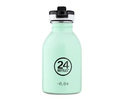 Enkeltvegget drikkeflaske med drikkekork fra 24Bottles, Aqua Green