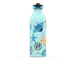 Enkeltvegget drikkeflaske med drikkekork fra 24Bottles, Sea Friends