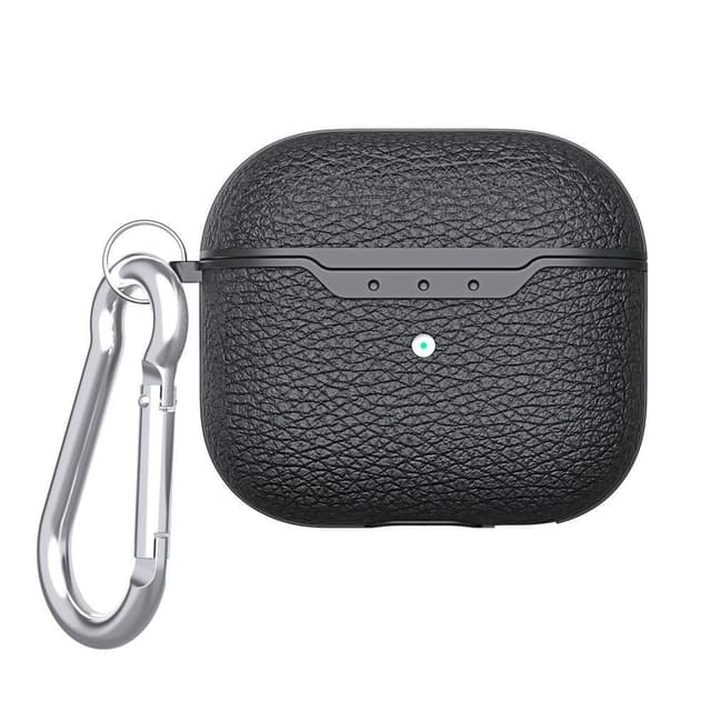 SKALO AirPods 3 Litchi Fodral med Karbinhake - Svart