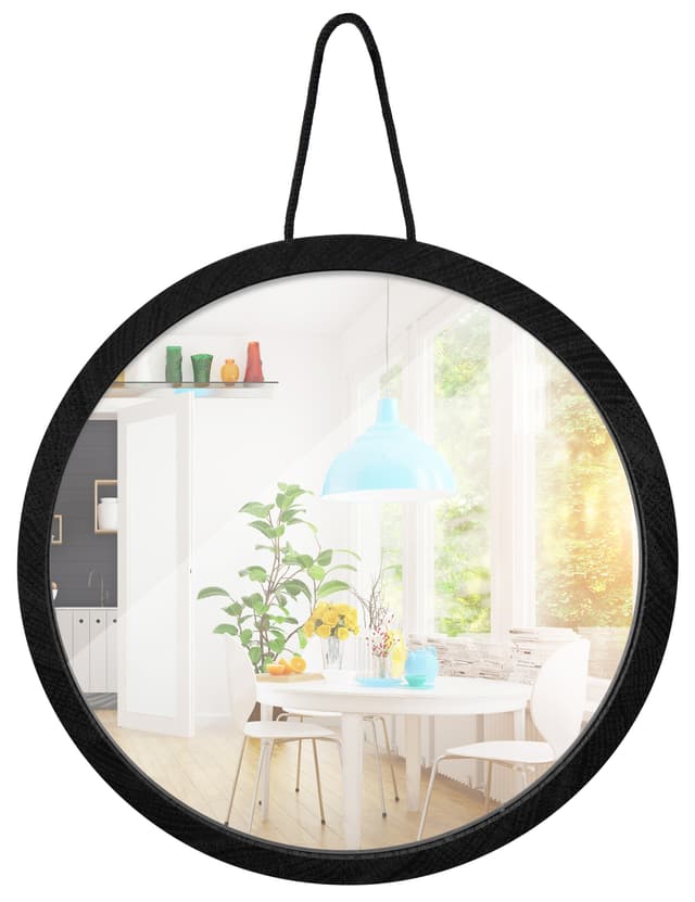 Home>it® spejl med træramme Ø20,5 cm egetræ sort