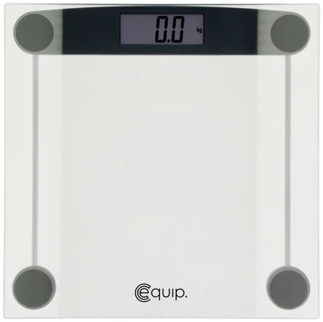 Equip baderomsvekt i gjennomsiktig glass