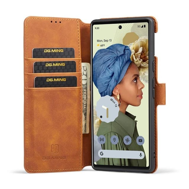 DG-Ming mobilplånbok 3-kort Google Pixel 6 Pro - Brun
