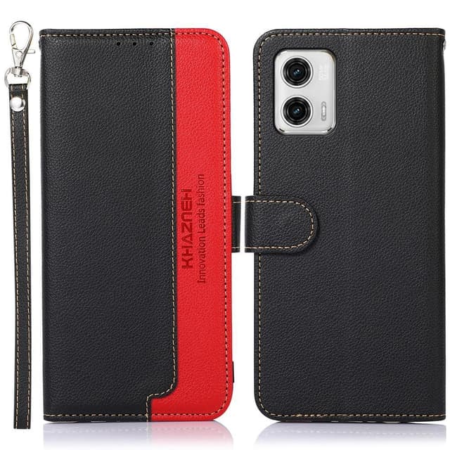 Motorola Moto G73 5G KHAZNEH Plånboksfodral - Svart/Röd