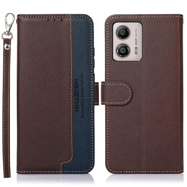 KHAZNEH Motorola Moto G53 5G / G23 4G / G13 4G Plånboksfodral - Brun / Blå