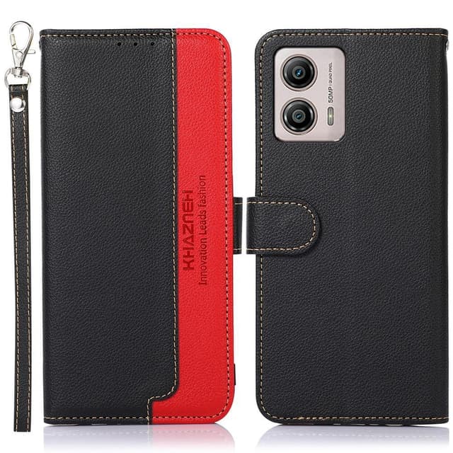 KHAZNEH Motorola Moto G53 5G / G23 4G / G13 4G Plånboksfodral - Svart/Röd