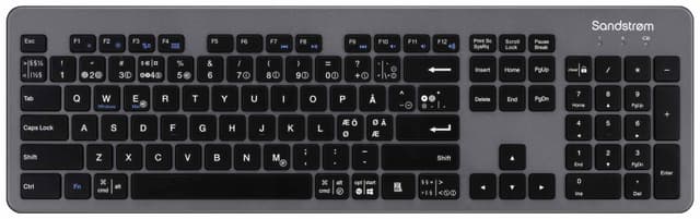 Sandstrøm slankt trådløst tastatur (grå/sort)