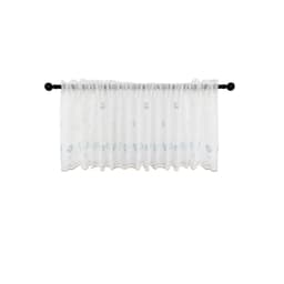 Broderi Blomster Kort Gardin Blå 132x53x1 cm