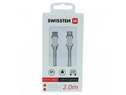 Swissten Lightning Textilkabel, 2m, Silver