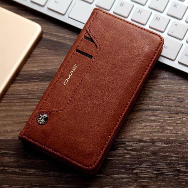 CMAI2 Litchi plånboksfodral till iPhone 7 / 8 / SE (2020) - Brun