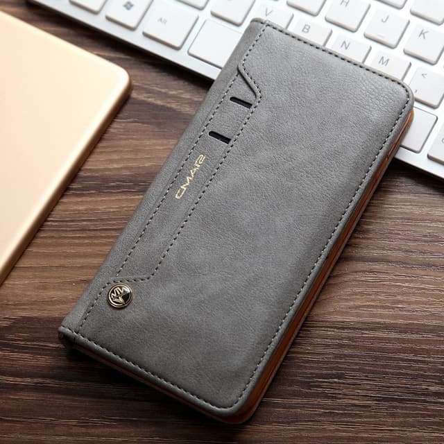 CMAI2 Litchi plånboksfodral till iPhone 7 Plus - Grå